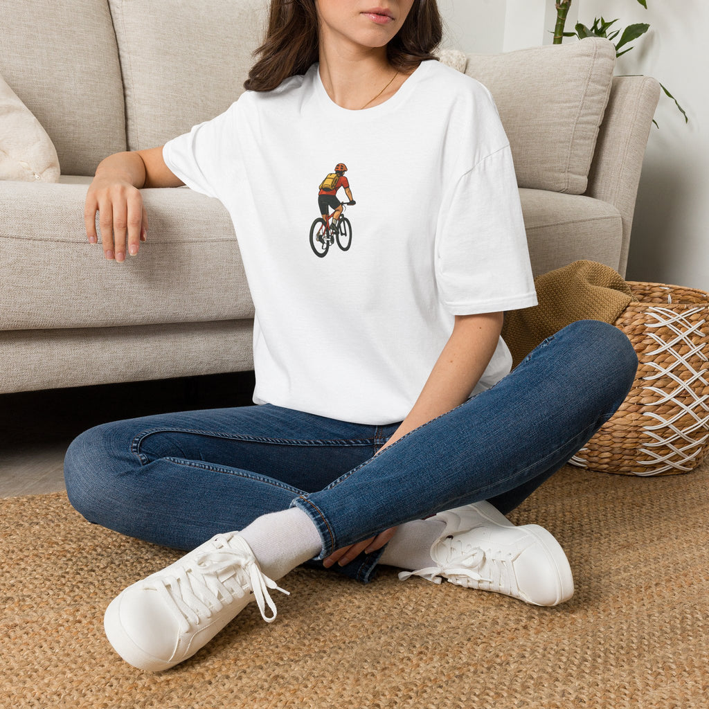 Cyclist with Backpack T-Shirt
