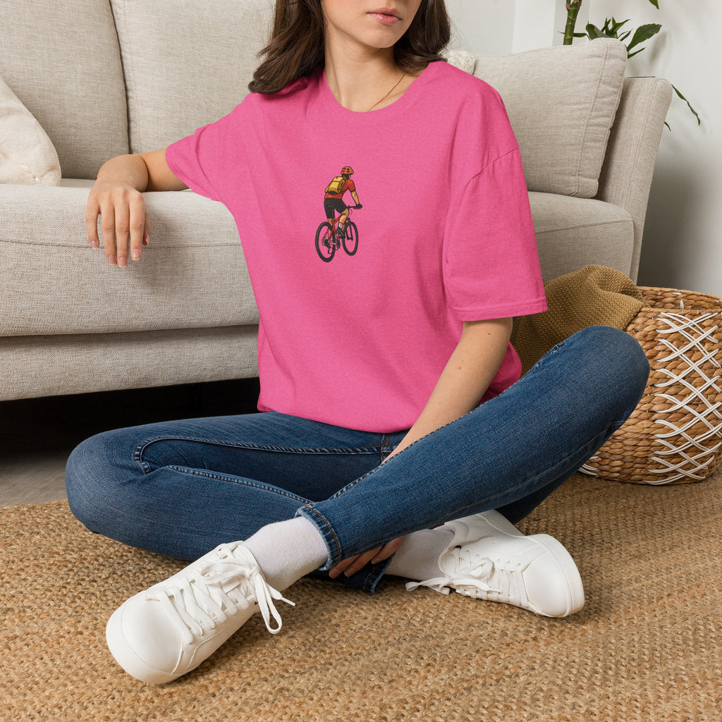 Cyclist with Backpack T-Shirt
