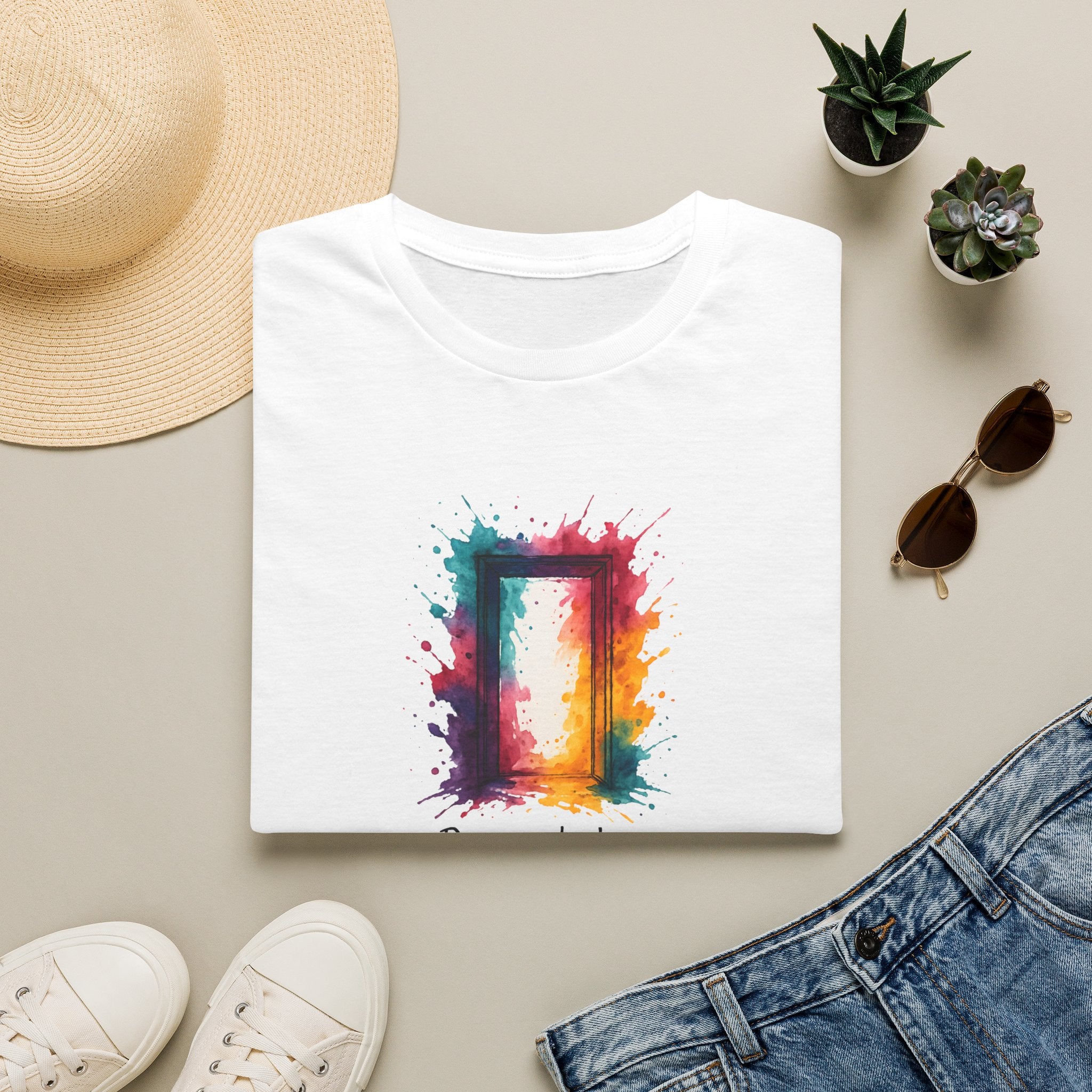 Rainbow Watercolor Frame T-Shirt