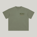 Front of Gray Green enzyme-washed T-shirt with a small Mexico Summer Club chest graphic
