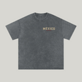 Front of Pirate Gray washed oversized T-shirt with a small México Fútbol chest graphic