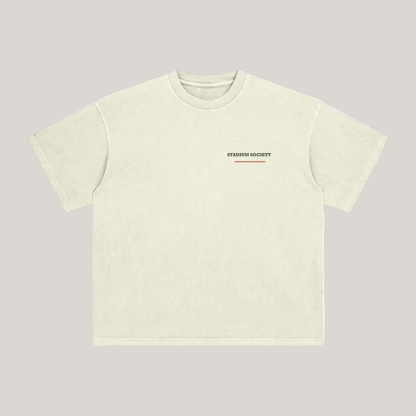 Front of Apricot enzyme-washed T-shirt with a small Stadium Society chest mark