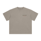 Front of Khaki enzyme-washed T-shirt with a small Stadium Society chest mark