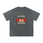 Back of Pirate Gray washed oversized T-shirt with large El Fútbol Es Cultura typography